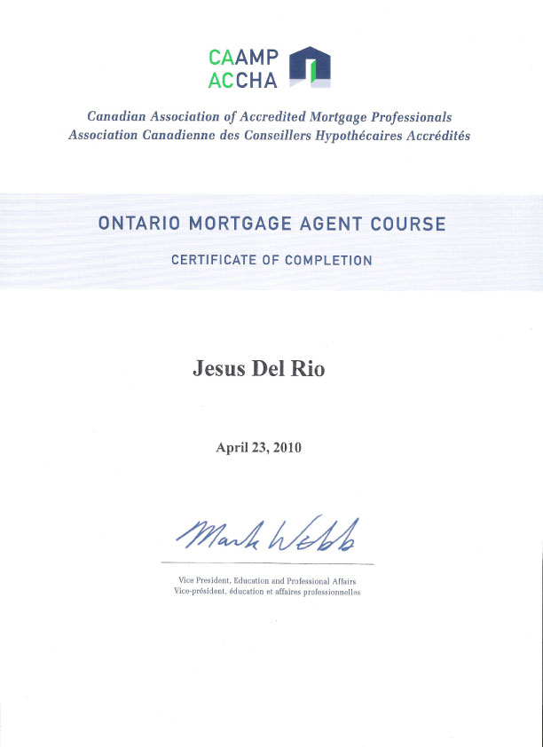 Mortgage Agent CAAMP Certificate