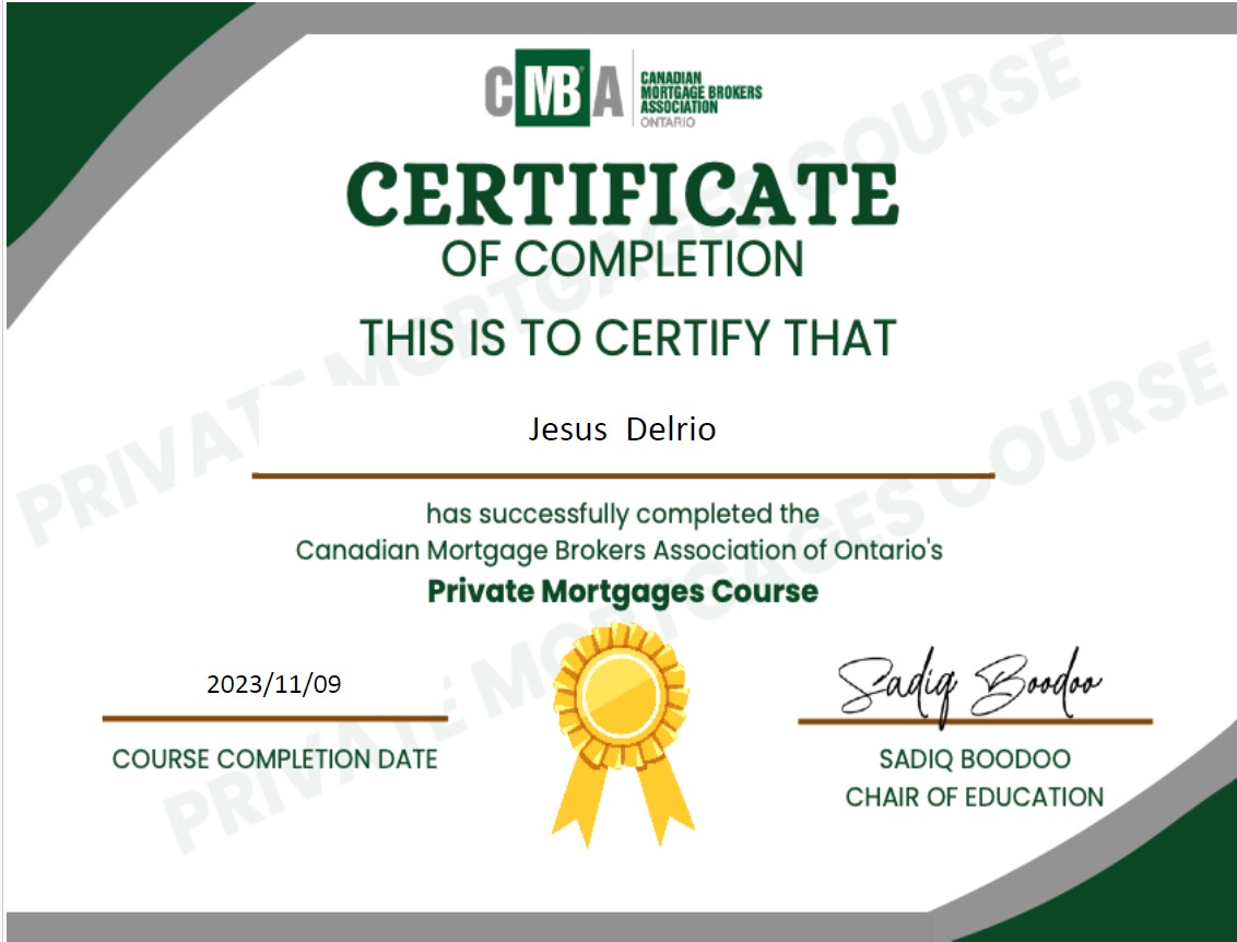 Private Mortgage Certificate